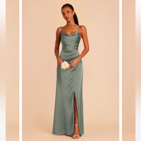 Birdy Grey Lydia Matte Satin Dress in Sea Glass - Picture 1 of 9